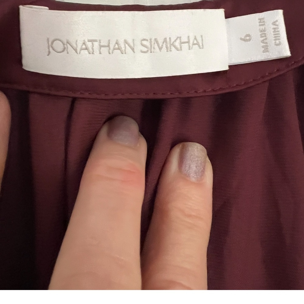 Jonathan Simkhai Wanda Pleated Blouse In Mulberry Size 6 - Picture 4 of 10